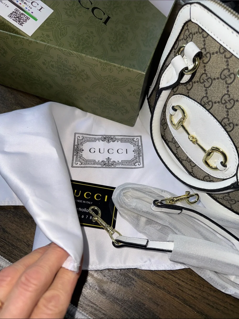 GUCCI Azalea Calfskin Mini Horsebit 1955 with the original paperwork box & dusty